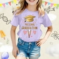 thumbnail image 2 of MIXUE Girls Tops & T-Shirts Kids Summer Cute Preschool Graduation Print Round Neck Short Sleeve Loose Fit Casual Tshirts Outwear,Purple,8-9 Years, 2 of 4