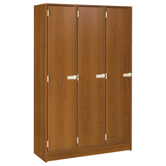 ID Systems Triple Locker Storage 72" High with Locking Doors and Upper & Lower Shelves-45" D x 18" W x 72" H