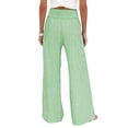 thumbnail image 5 of Antinious Women Stripe High Waist Straight Leg Trousers Gathered Loose Daily Bottom, 5 of 5