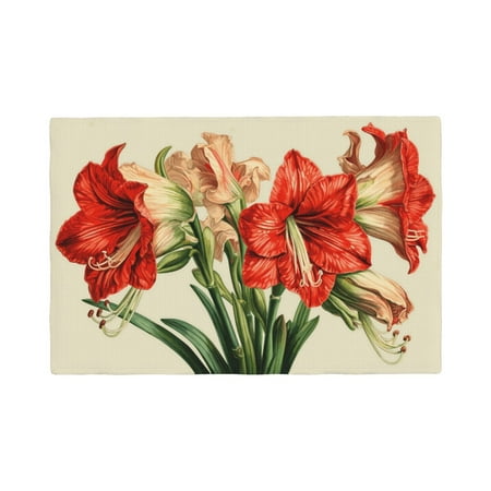 

Table Placemats Set of 4 - Vibrant Amaryllis Flowers 12x18 In Faux Linen Double Heat Resistant Place Mats Cloth Indoor/Outdoor Placemats Washable Table Mats for Dining Kitchen Party