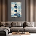 thumbnail image 5 of ZHONGYUTONG Lighthouse Wall Art Navy Blue Canvas Ocean Seascape Picture Print Vintage Coastal Painting for Living Room Decor Framed (12.00" x 18.00"), 5 of 5