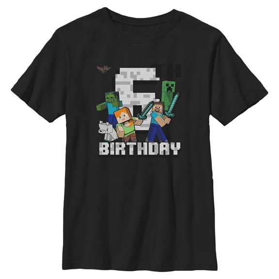 Boys Minecraft Happy 6th Birthday T Shirt