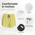 thumbnail image 6 of Picia Yellow Checkboard Pattern Women's 2 in 1 Athletic Running Shorts High Waisted Workout Casual Gym Sweat Shorts with Comfy Liner Zipper Pockets-, 6 of 9