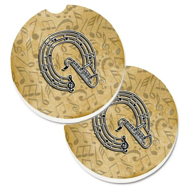 Letter Q Musical Instrument Alphabet Set of 2 Cup Holder Car Coaster