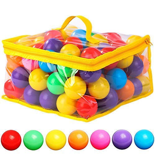 BalanceFrom 2.5-Inch Phthalate Free BPA Free Non-Toxic Crush Proof Play Balls Pit Balls 6 Bright Colors in Reusable and Durable Storage Mesh Bag with Zipper 