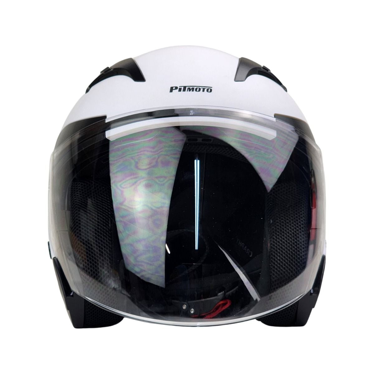 PITMOTO Open-Face Motorcycle Helmet. DOT, Model PM-768. -Matte White-Medium