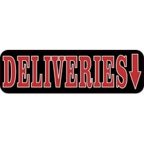 10in x 3in Red Down Arrow Deliveries Sticker
