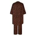 thumbnail image 4 of Pompotops 2PC Fashion Woman Print Long Sleeve Cardigan Blouse Tops +Loose Pants Sets Clearance, 4 of 5