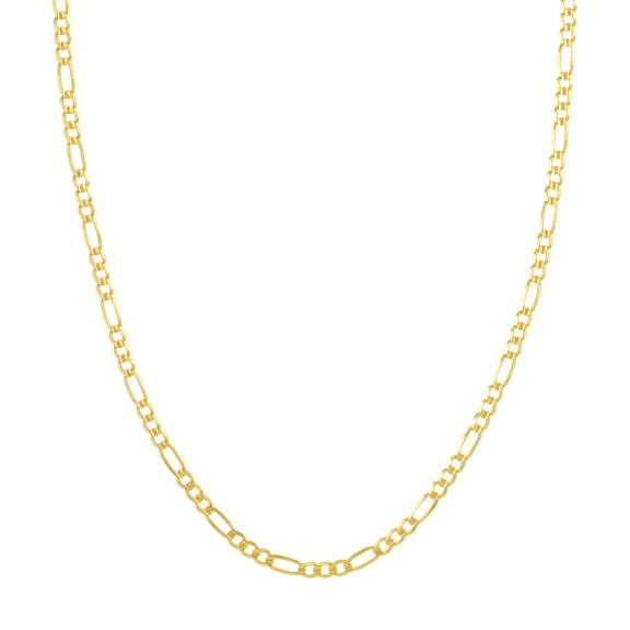 10K Yellow Gold 18" 3.9mm Light Concave Figaro Chain Necklace w/ Lobster Lock - Unisex