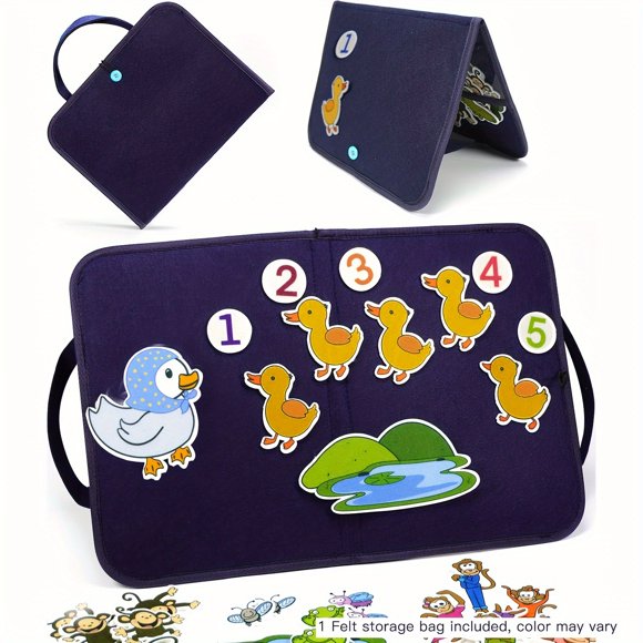 QJUHUNG Children‘s Felt Story Board Preschool Activity Flannel Animal Interactive Game 4 Sets 5 Little Monkeys Jumping on the Bed 5 Little Monkeys Swinging on the Tree 5 Spotted Frogs