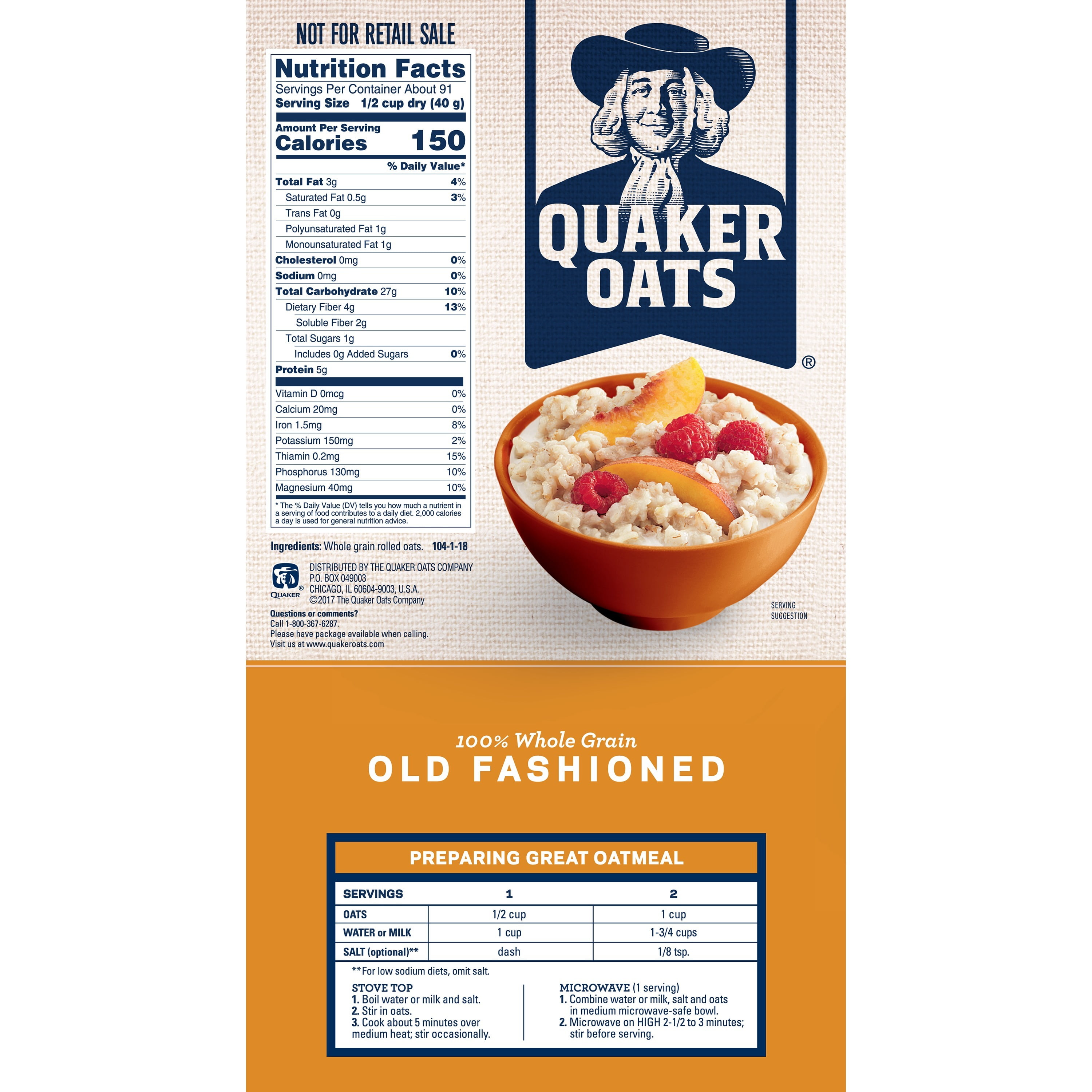 Old Fashioned Oats Nutrition Facts - Madinotes