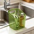 thumbnail image 4 of 1 Pc Storage Organizer Bins Wall Mounted Shower Caddy, Bathroom shelves Stackable Clear Plastic Toothbrush Holder Adhesive Hanging Bin for Bathroom, Kitchen, Cabinet, 3.85x3.77x4.33 Inch, Green, 4 of 9