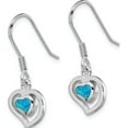 thumbnail image 2 of Sterling Silver Created Blue Opal Inlay Center Heart Dangle Earrings (28 X 11) Made In China qe7437, 2 of 5