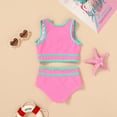 thumbnail image 3 of Tiny Cutey Girl Tankini Swimsuit Kid Summer Sleeveless Vest Top Bikini Bathing Suits Set 2pcs for 4-5T, 3 of 6