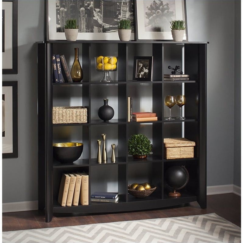 Bush Aero 16 Cube Bookcase Room Divider In Clic Black