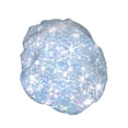 thumbnail image 2 of Kdxio White Bule Glitter Print Shower Cap for Women,Elastic and Reusable,Double Waterproof Layers Bathing Hat, 2 of 9