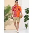 thumbnail image 3 of Lars Amadeus Camisa De Manga Corta Con Estampado Animal Para Hombre, Con Botones, Informal, Con Estampado De Patchwork Naranja Púrpura S, 3 of 6