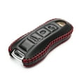thumbnail image 3 of Vitodeco Genuine Leather Smart Key Fob Case Cover Protector with Leather Key Strap Compatible for 2020 - 2025 Porsche Cayenne, Macan, Panamera, 718, 911 (3-Button, Black/Red), 3 of 6