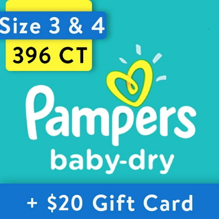 [Save $20] Size 3 & Size 4 Pampers Baby-Dry Diapers, 396 Total