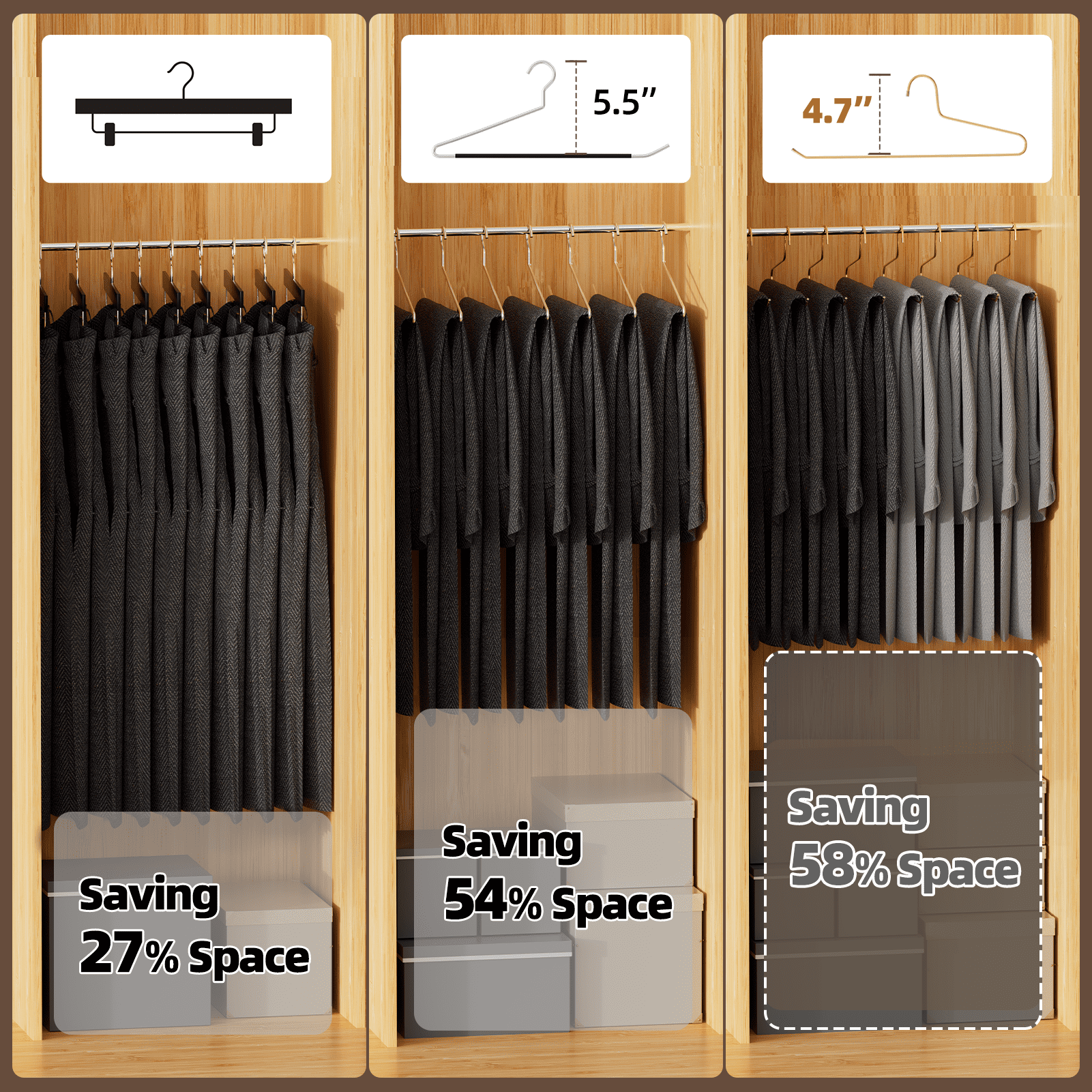 Specilite 13.4in Open Ended Metal Pants Hangers Space-Saving for Jeans,Pants, Towel, Gold-30 Pack