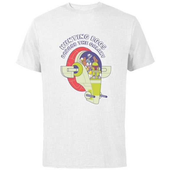 Star Wars Boba Fett Hunting Eggs Across the Galaxy - Short Sleeve Cotton T-Shirt for Adults - Customized-White