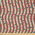 thumbnail image 2 of Ambesonne American Flag Fabric by the Yard Microfiber, Vintage Stars Waves, 5 Yards, Beige Pale Maroon, 2 of 2