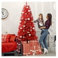 thumbnail image 3 of CZMDZH 4ft Red Artificial Christmas Tree, Hinged Automatic Mini Xmas Tree for Tabletop, Vibrant Red Holiday Party Decor for Office Desk Mantel, 3 of 9