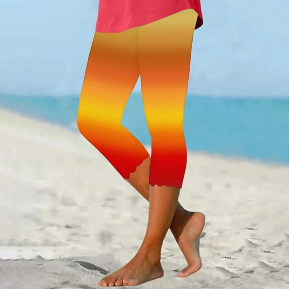 breaise Womens Plus Size Capri Leggings Summer Athletic Capris Fashion Tie Dye Printed Activewear Slim Fit High Waisted Tights