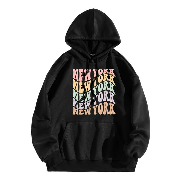 WEAIXIMIUNG Sweatshirts à Col Rond pour Femmes, Hoodie Décontracté avec Poche, Imprimé Lettres Anglaises