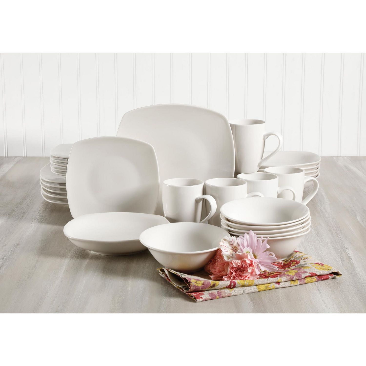 Gibson Home Hagen 30 Piece Dinnerware Set, Service for 6, White, Fine Ceramic