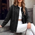 thumbnail image 4 of Women's Oversized Lapel Denim Shacket Long Sleeve Button Down Loose Casual Jean Jacket Coat Vintage Outwear Coat for Spring Fall Dark Gray, 4 of 8