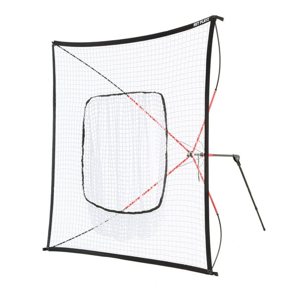 NET PLAYZ Baseball & Softball Practice Hitting Net, Instant Portable, 7FT x 7FT, Pitching, Batting, Fielding, Quick Set-Up, Fold up, Training Equipment. Carry Bag Included
