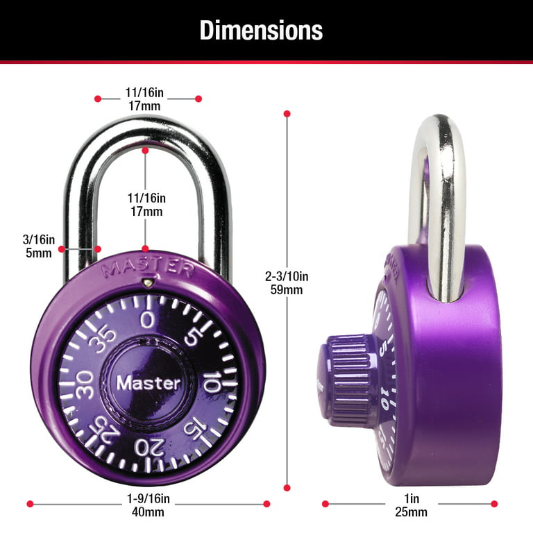 Mini-cadenas à combinaison Master Lock de 40 mm (1-9/16 po) de largeur,  assorties, paquet de 3