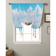 thumbnail image 2 of Blue Nautical Coastal Tie Up Curtains for Kitchen Bathroom Bedroom Windows 54 Inch Length, Summer Beach Shell Conch Starfish Balloon Drape Curtains Shade Rod Pocket Drapery Curtain Panel, 42"x63", 2 of 7