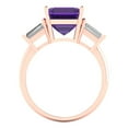 thumbnail image 4 of Three-Stone Engagement Ring for Women - 3ct Natural Amethyst in 14K Rose Gold Promise Ring, 4 of 6