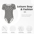 thumbnail image 4 of Fotbe Black and White Checkerboard Body de Mujer con Cuello Redondo y Mangas Cortas, Sin Mangas Ajustado, Suave, Cómodo y Básico-Large, 4 of 7