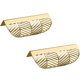thumbnail image 1 of Paquete de 2 manijas para muebles de aleación de zinc, manija en forma de hoja para puerta, cajón de cocina, cajón de tocador (64 mm, dorado), 1 of 5