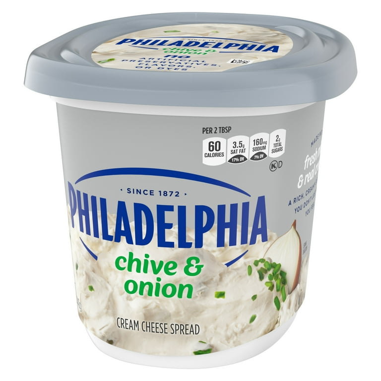 Philadelphia Chive and Onion Cream Cheese Spread 15.5 oz Tub for