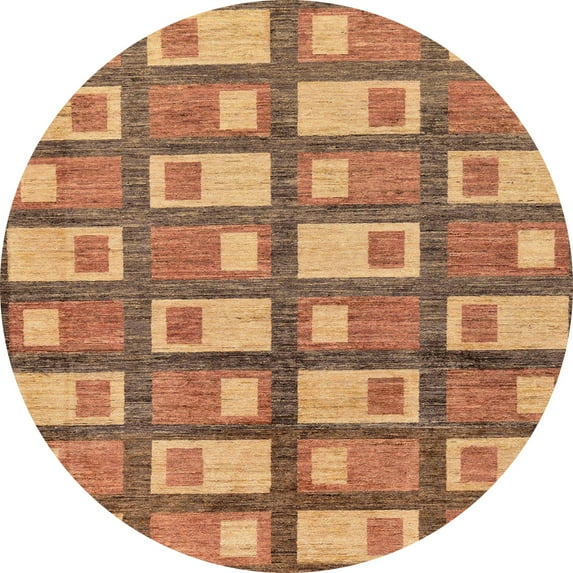 Ahgly Company Machine Washable Indoor Round Abstract Red Fox Red Area Rugs, 3' Round