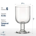 thumbnail image 2 of Bormioli Rocco Hosteria Set Of 6 Stackable Wine Glasses, Goblet, Clear Tempered Glass, Made In Italy, 9.5 Oz, 2 of 7
