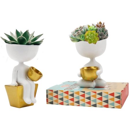 Creative Succulent Plant Pot Human Shaped Abstract Deco Flower Cacti Mini Resin Pots