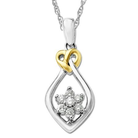 Duet 1/5 ct Diamond Pendant Necklace in Sterling Silver & 14kt Gold