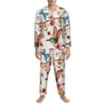 thumbnail image 4 of Bingfone Men'S Pajama Set 2 Piece Loungewear Pjs, Long Sleeve With Pajama Pants-Floral With Butterflies, 4 of 9