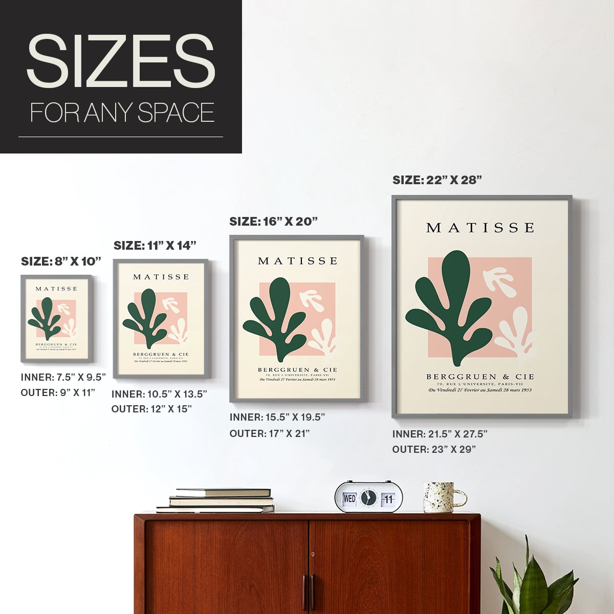 Matisse CCCLI in Gray Solid Wood 16 x 20 Framed Print