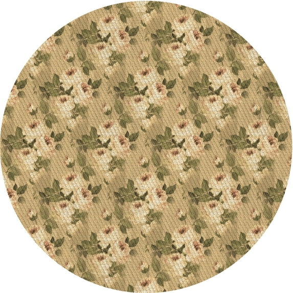 Ahgly Company Machine Washable Indoor Round Transitional Yellow Orange Area Rugs, 6' Round