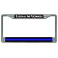thumbnail image 2 of Blessed Are The Peacemakers Thin Blue Line Chrome License Plate Frame, 2 of 3