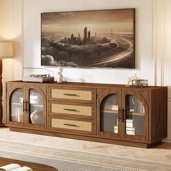 Finmind 70.9" TV Stand up to 80 Inches, Media Console TV Cabinet for Living Room, Walnut