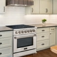 thumbnail image 3 of Akicon 36" Slide-in Freestanding Professional Style Gas Range with 5.2 Cu. Ft. Oven, 6 Burners, Convection Fan, Cast Iron Grates. Stainless Steel, 3 of 9