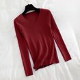 thumbnail image 4 of Otvok V Neck Ribbed Slim Fit Sweater for Women, Long Sleeve Solid Pullover, Stretchy Basic Layering Top for Autumn Winter, 4 of 7