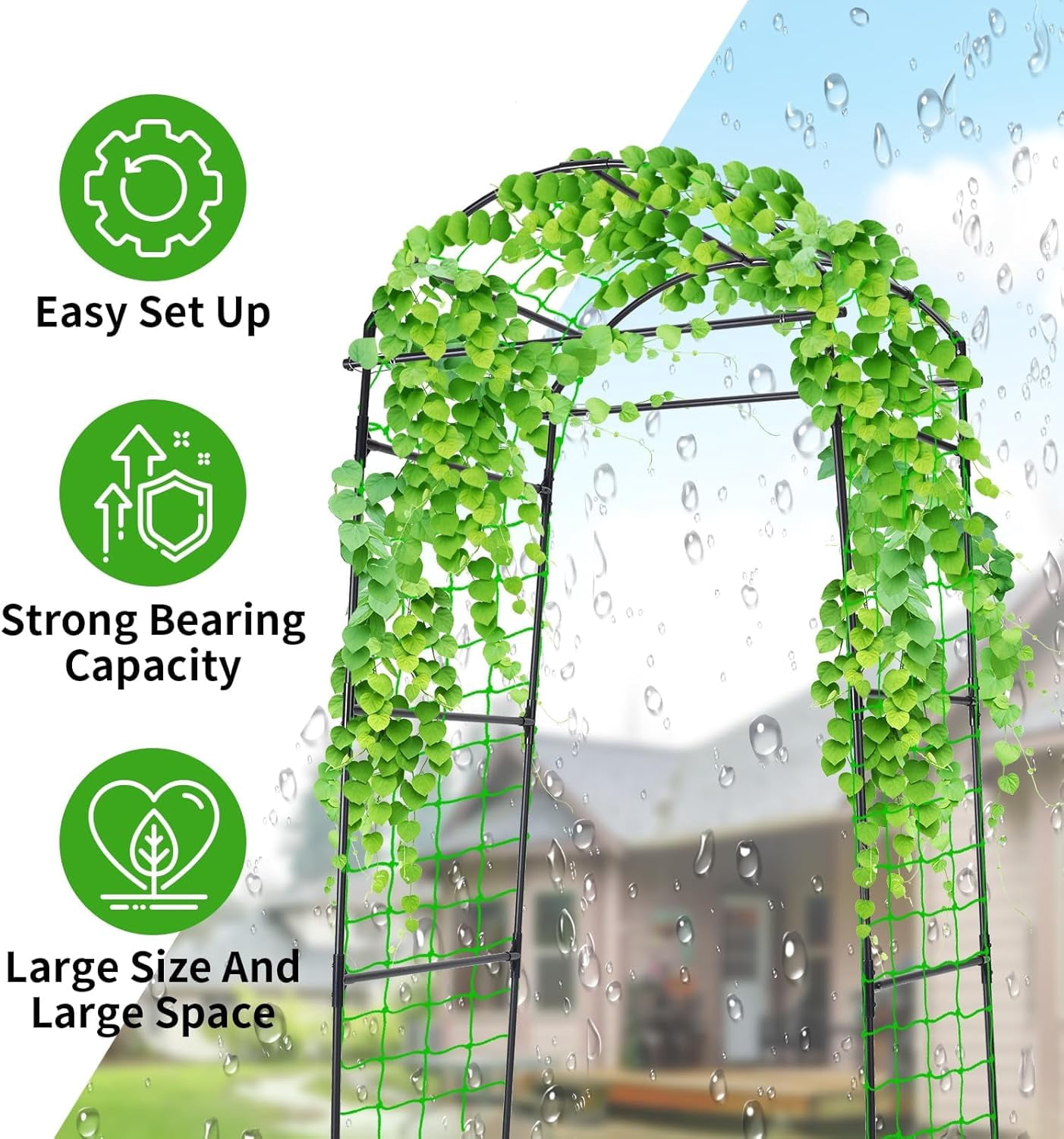 Cucumber Trellis, 6.7ft Tall Garden Arch for Climbing Plants Outdoor  Support Vine Vegetable Tomato Bean Pea Grape Squash Pumpkin Raised Bed Lightweight Black